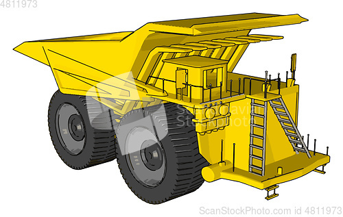 Image of Vector illustration of an yellow dumper truck white background