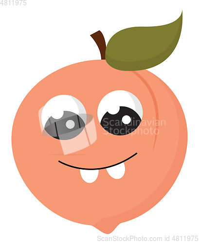 Image of Emoji of smiling peach fruit vector or color illustration