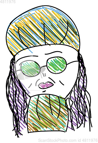 Image of Sketchy portrait of a woman with color pencils vector or color i