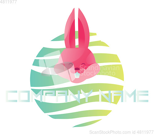 Image of Happy pink rabbit head on colorful bubble vector logo illustrati