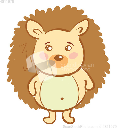 Image of Small cute brown hedgehog vector or color illustration