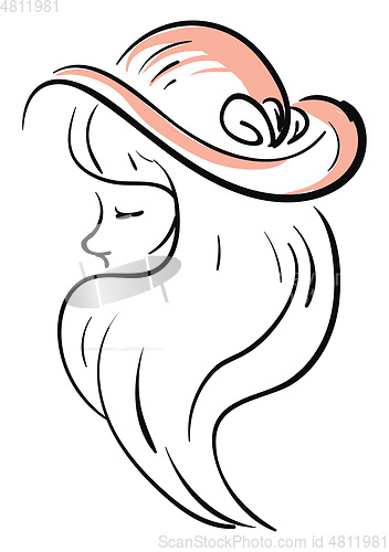 Image of Sketch of a woman wearing hat illustration basic RGB vector on w