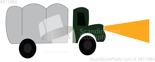 Image of A green big car, vector color illustration.