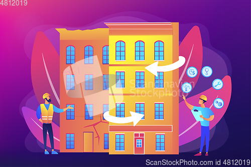 Image of Old buildings modernization concept vector illustration