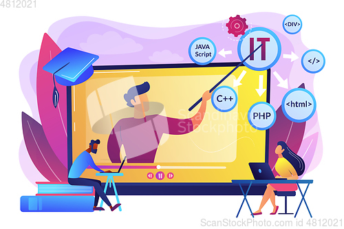 Image of Online IT courses concept vector illustration