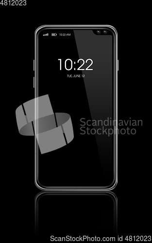 Image of All-screen blank smartphone mockup isolated on black. 3D render