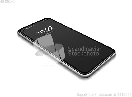 Image of All-screen black smartphone mockup isolated on white. 3D render