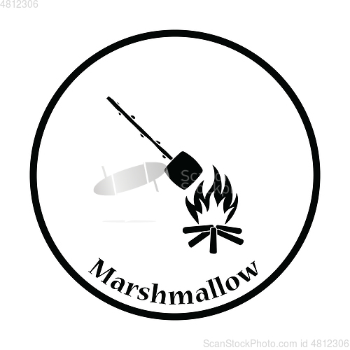 Image of Camping fire with roasting marshmallow icon