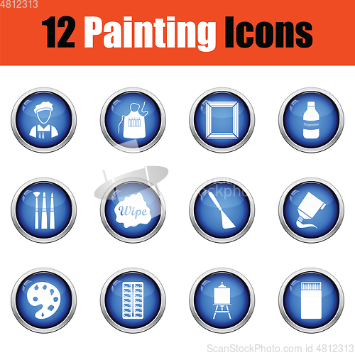 Image of Set of painting icons. 