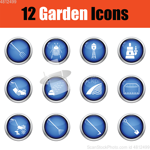 Image of Set of gardening icons. 