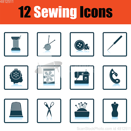 Image of Set of twelve sewing icons
