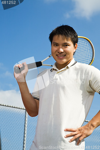Image of Asian man playing tennis