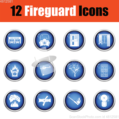 Image of Set of fire service icons. 