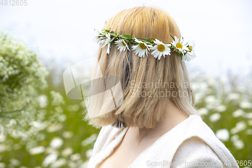 Image of Girl Wearing a Flower Wreath