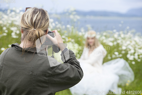 Image of Girl Wearing a Flower Wreath