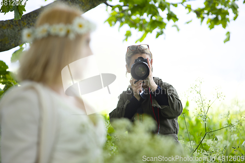 Image of Girl Wearing a Flower Wreath