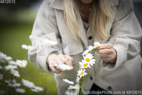 Image of Girl Wearing a Flower Wreath