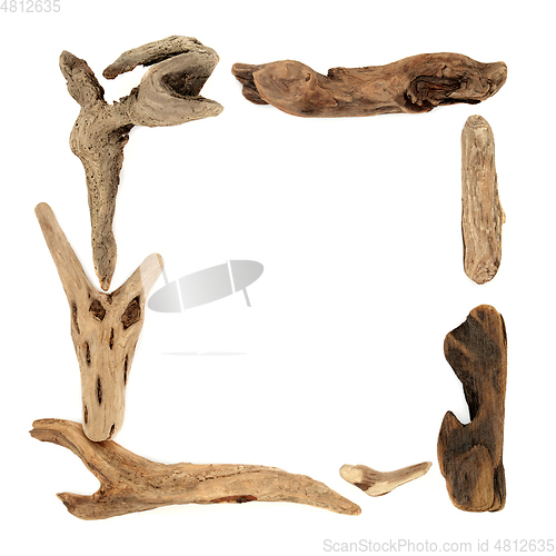 Image of Natural Driftwood Square Background Border