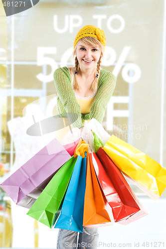 Image of Shopping caucasian girl