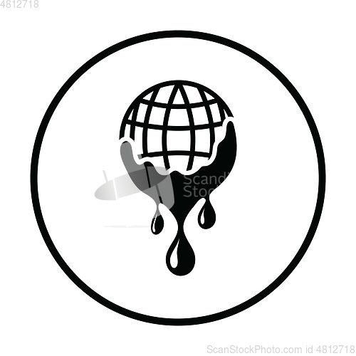 Image of Planet with flowing down water icon