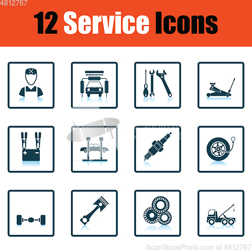 Image of Set of twelve Service station icons