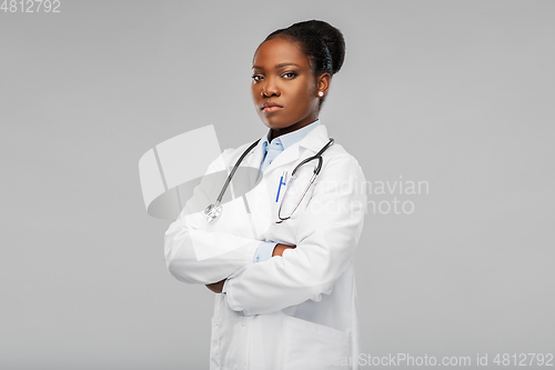 Image of african american female doctor with stethoscope