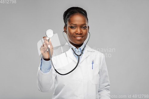 Image of african american female doctor with stethoscope