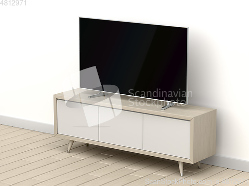 Image of Big tv on modern tv stand