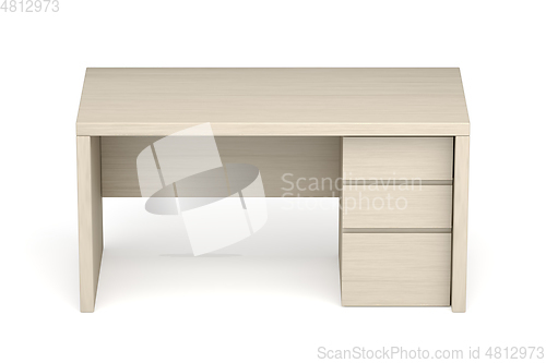 Image of Front view of wooden desk