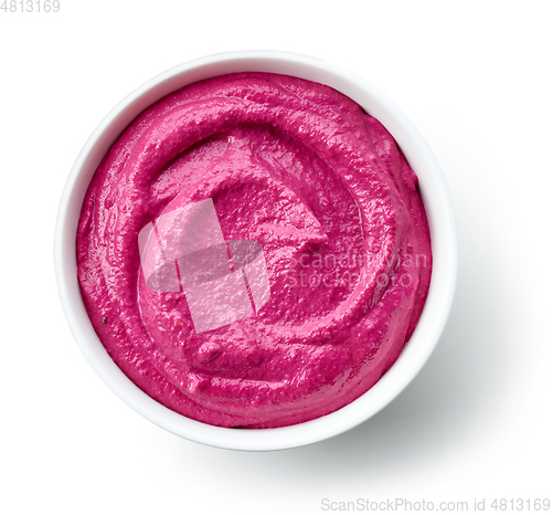 Image of bowl of beetroot hummus