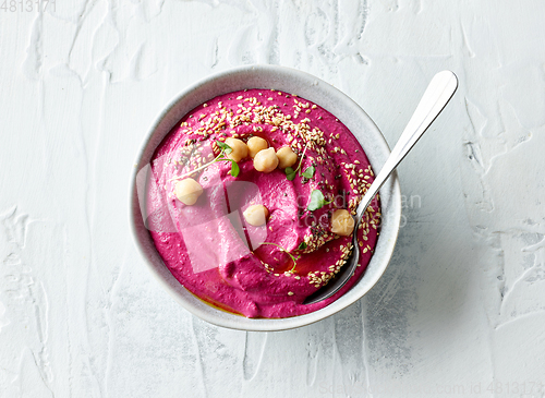 Image of bowl of beetroot hummus