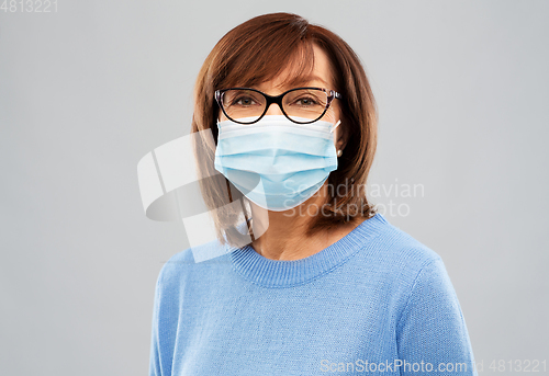 Image of senior woman in protective medical mask