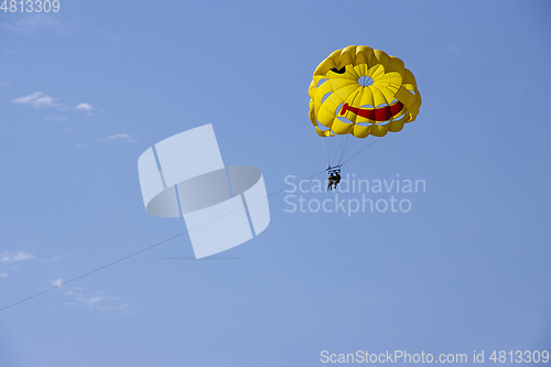 Image of Para sailing off the coast in Adriatic sea, Croatia