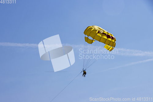 Image of Para sailing off the coast in Adriatic sea, Croatia