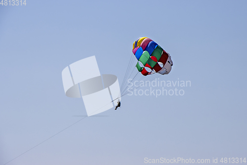 Image of Para sailing off the coast in Adriatic sea, Croatia