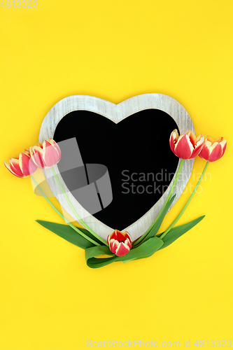 Image of Abstract Heart Shaped Spring Tulip Flower Composition