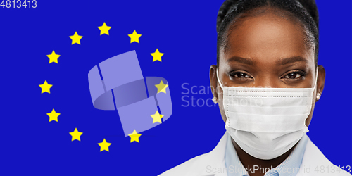 Image of african american doctor in medical mask