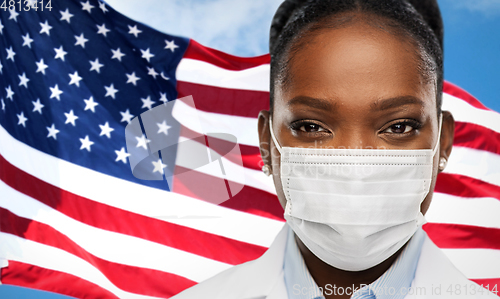 Image of african american doctor in medical mask