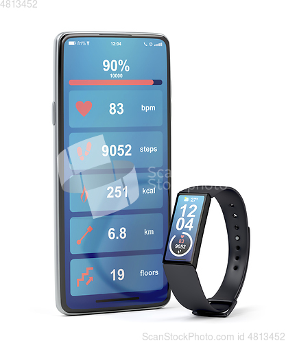 Image of Smartphone and fitness tracker