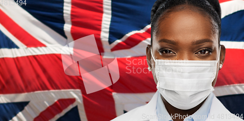 Image of african american doctor in medical mask