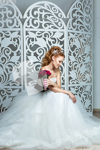 Image of beautiful girl in wedding gown