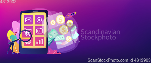 Image of App monetization concept banner header.