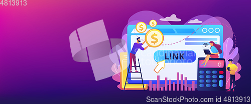 Image of Cost per acquisition CPA model concept banner header.