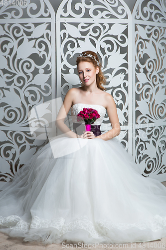 Image of beautiful girl in wedding gown