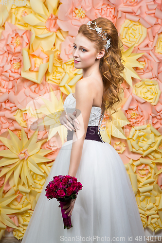 Image of beautiful girl in wedding gown