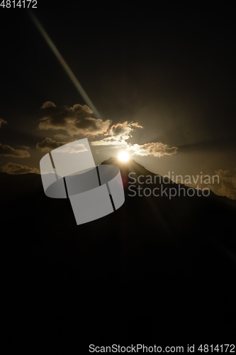 Image of beautiful sunrise over mountain