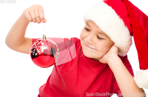 Image of Young happy girl in christmas cloth