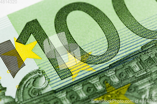 Image of One hundred euros, green color