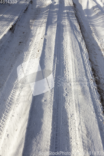 Image of Track in the snow, winter