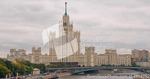 Image of Stalin era tower building skyscraper on Kotelnicheskaya embankment